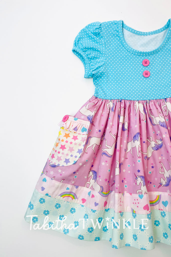 Unicorn Wonderland - Up In The Sky Cassie Dress Unicorn Wonderland - Up In The Sky Cassie Dress